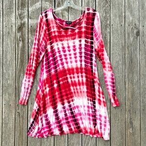 Simply Southern Criss Cross Tie-Dyed Reds Pinks Dress Women’s Medium
